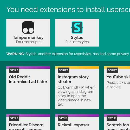 Thumbnail for Userscripts and userstyles
